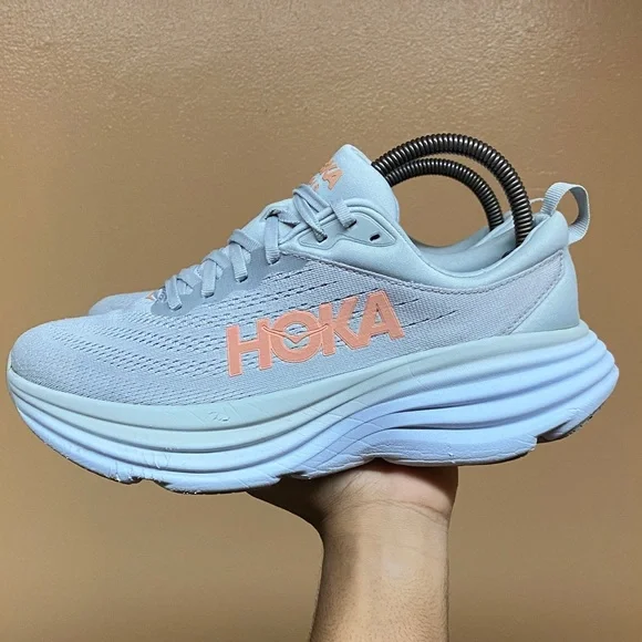 Hoka Bondi 8 Women's Running Sneakers “Harbor Mist Lunar Rock” Size 8.5 - Picture 3 of 17